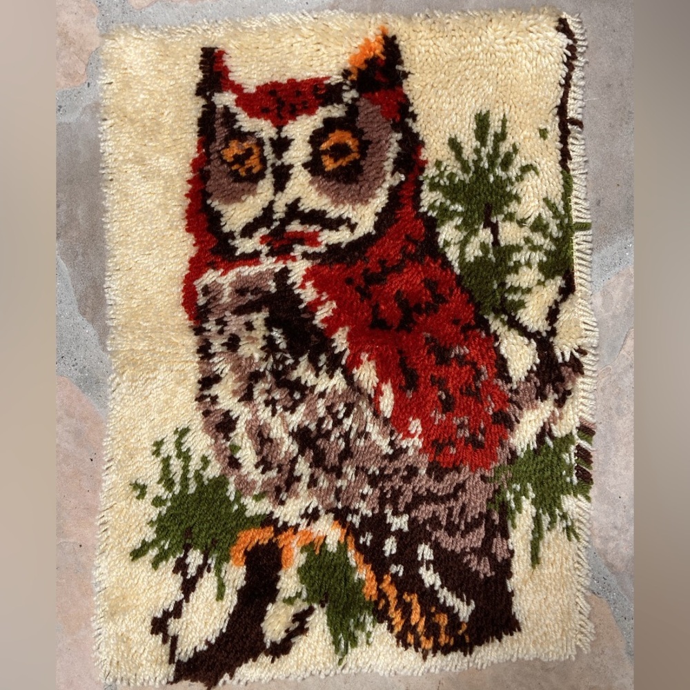 Vintage Owl Hook Rug 🦉